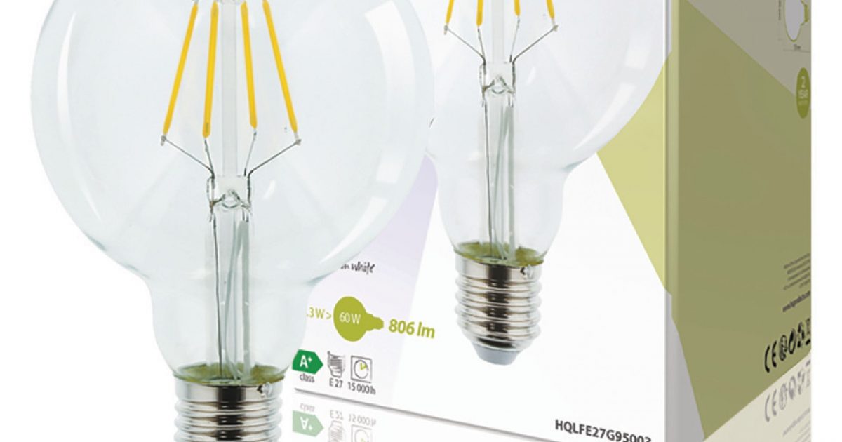 Hq Led Vintage Filament Lamp Dimmable G95 8.3 W 806 Lm 2700 K Hqlfe27G95003