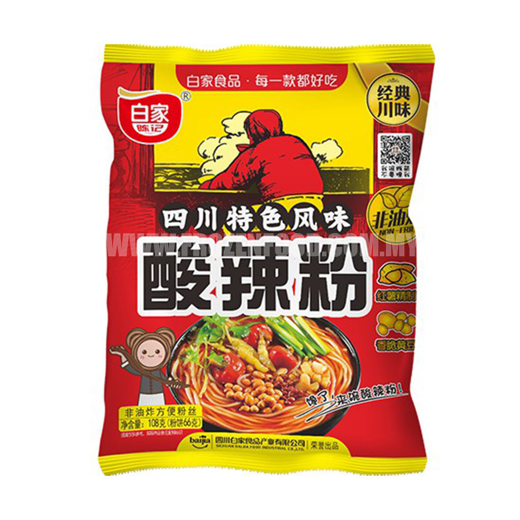 Baijia Instant Sweet Potato Vermicelli - Hot & Sour Flavour 105g