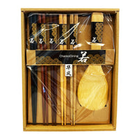 Chanko Dining Wooden Chopstick Set With Spatula - Natural Colors