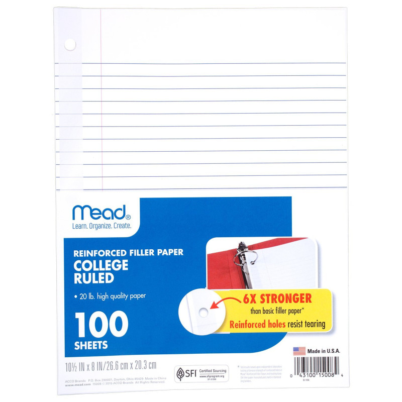 2433 - Filler Paper 100 Sheets - Box: - Loc: J6