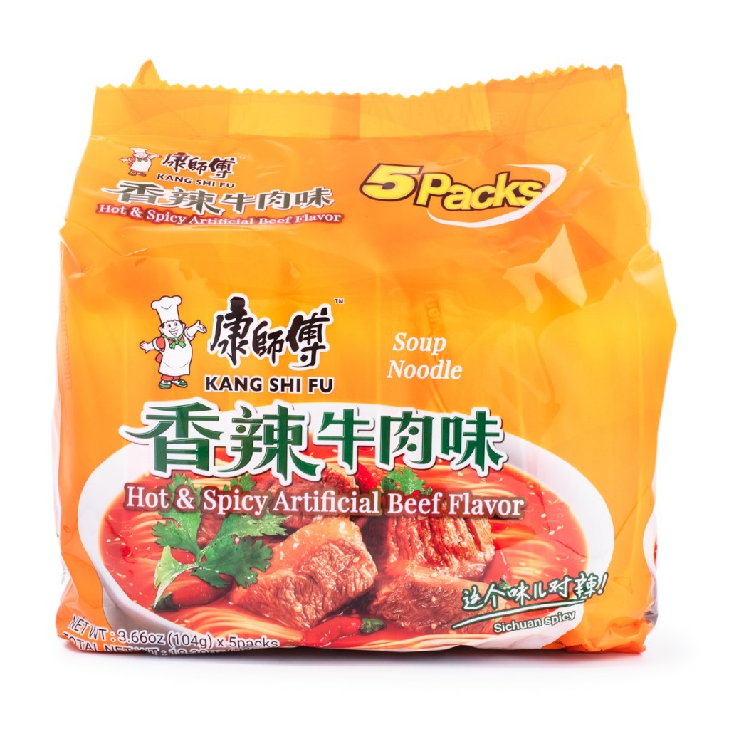 KANG SHI FU 康师傅 Hot And Spicy Beef Flavour Noodle Pack (5 X 104g)