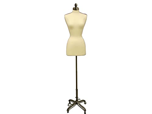 Roxydisplay Female Mannequin Size 2-4 Dress Form Torso Off White Pinnable Display With Chrome Caster Base #F2/4W+WCDX