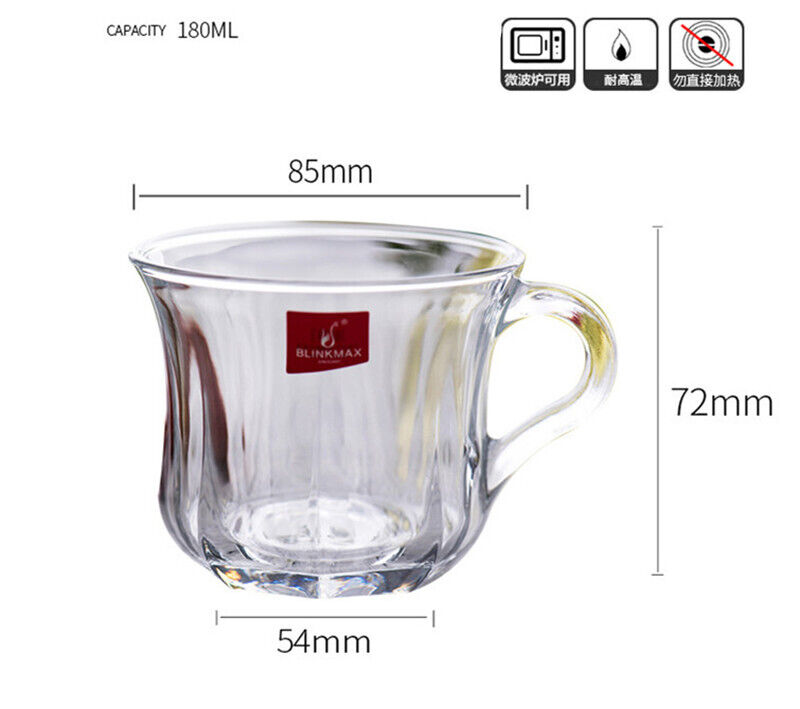 Pasabahce BlinkMax Premium Tea Glass And Cappuccino Espresso Drink Cups Set Of 6 Pcs