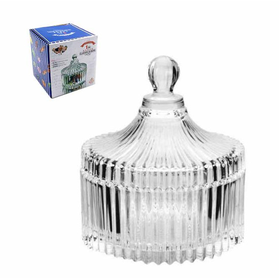 Qian Li NEU 5" Glasgeschirr Süßigkeiten Geschirr/Glas Mit Deckel, Raffinierte Serie TG033, Verpackt