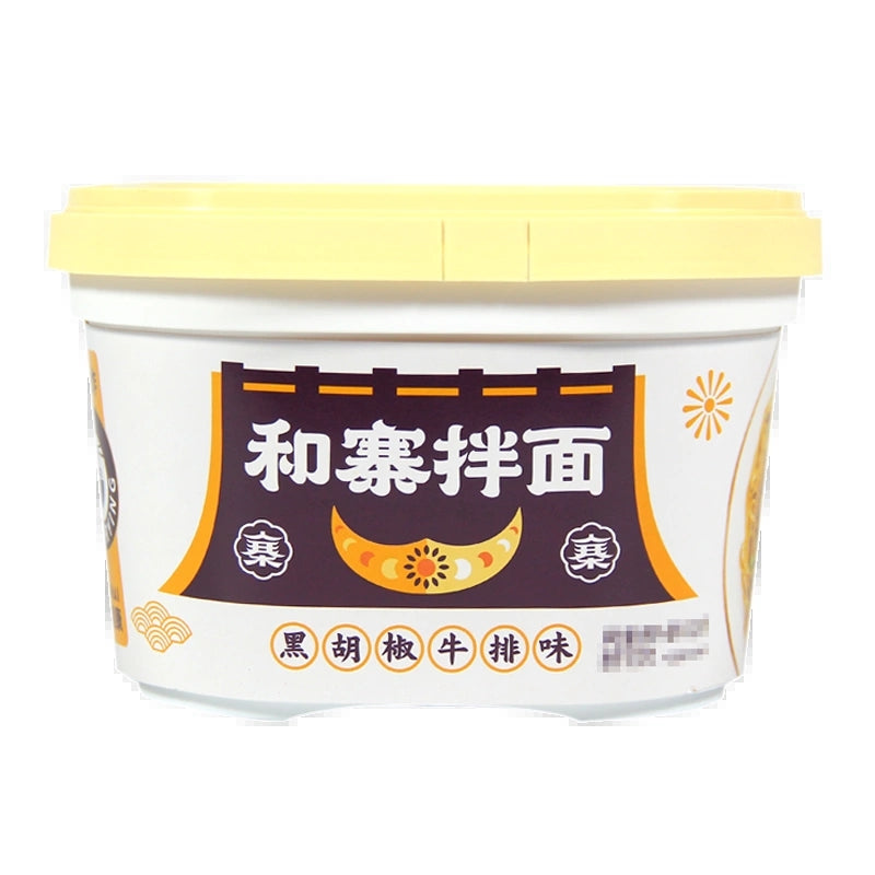Beauty Corner Self-operated] China HEZHAI Mixed Noodles Black Pepper Steak Flavor 143g Instant Noodles Instant Ramen Mixed Noodles For Late Night Snack