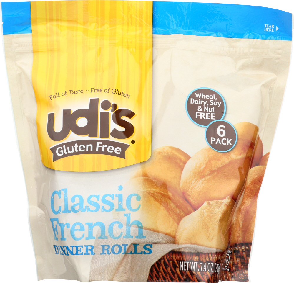Udi's Gluten Free Classic French Dinner Roll, Frozen, 7.41 Oz