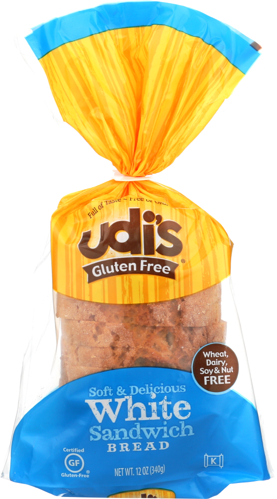 Udi's Gluten Free Delicious Soft White Sandwich Bread, Frozen, 12 Oz
