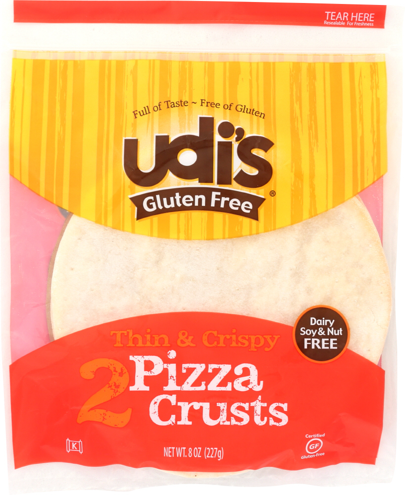 Udi's Gluten Free Three Cheese Pizza With Crispy Thin Crust, Frozen, 8 Oz