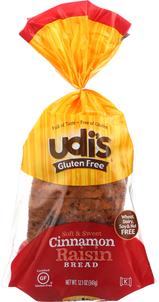 Udi's Gluten Free Cinnamon Raisin Bread 12 Oz