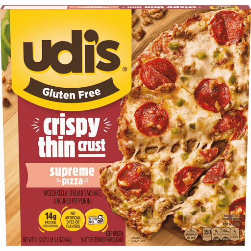 Udi's Pizza, Gluten Free, Supreme, Crispy Thin Crust 19.12 Oz