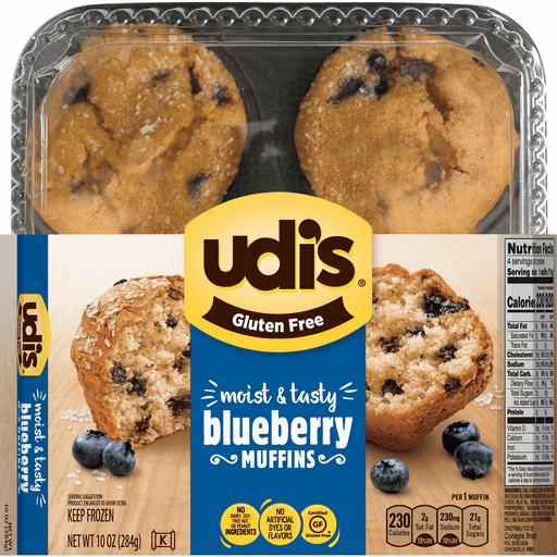 Banquet Udi's Gluten Free Blueberry Muffins, Frozen, 10 Oz