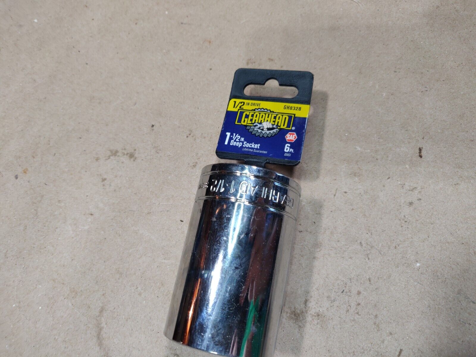 Gearhead 1/2" Drive, 6 Point, 1-1/2" Deep Socket, GH8328, Free