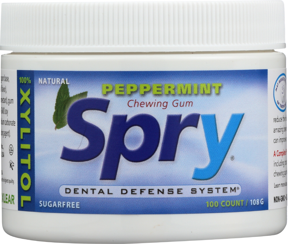 Spry Dental Defense System Chewing Gum, Sugarfree, Peppermint