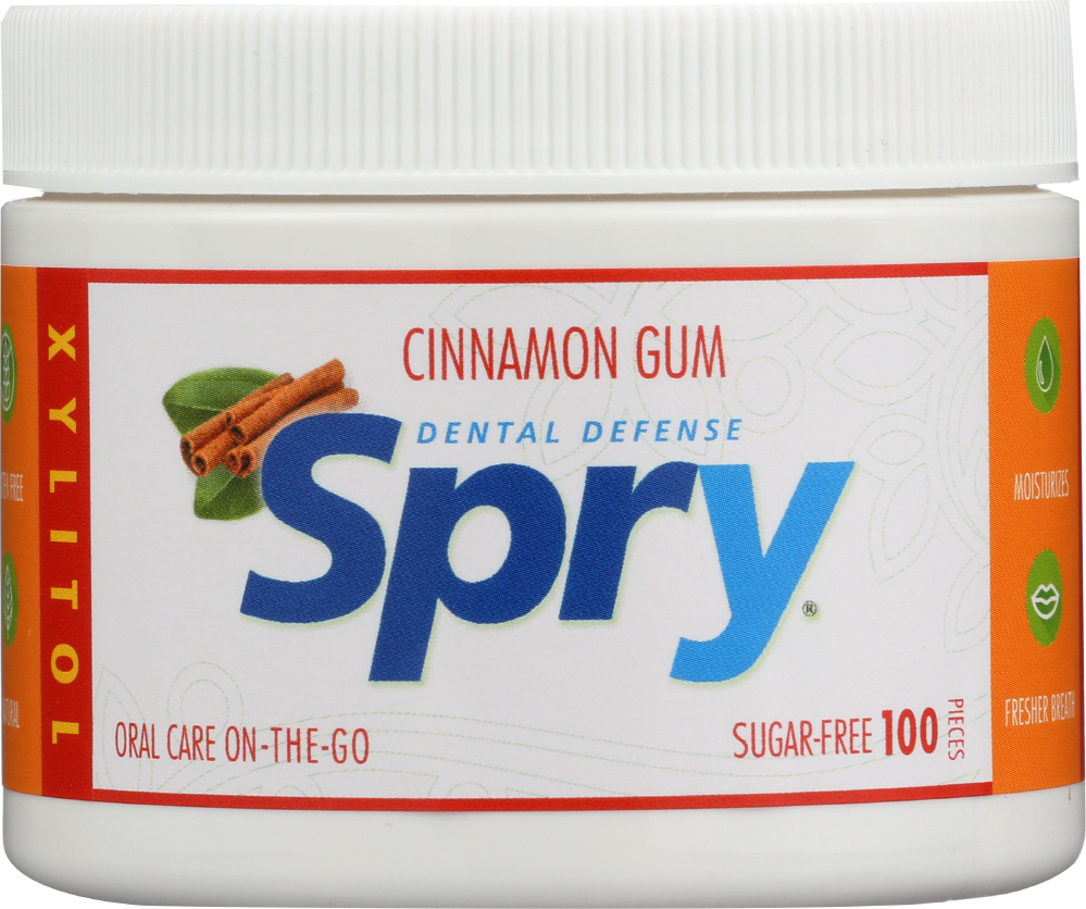 Spry Chewing Gum - Xylitol - Cinnamon - 100 Count