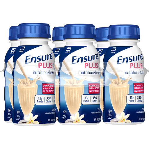 Ensure Plus Vanilla Nutrition Shake 6-8 Fl Oz Bottles