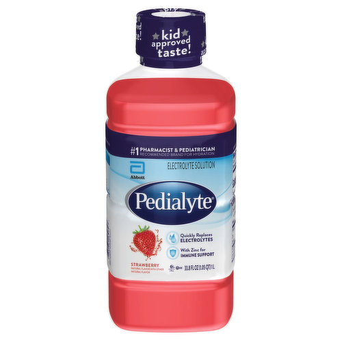 Pedialyte Electrolyte Solution, Strawberry 33.8 Fl Oz