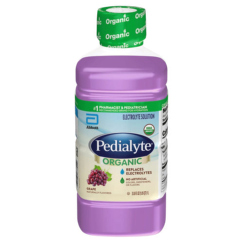 Pedialyte Organic Oral Electrolyte Solution - Fresh Grape - 33.8 Fl Oz