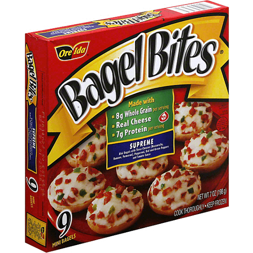 Bagel Bites Supreme Mini Bagels, Frozen Appetizer, 9 Ct - 7.0 Oz Box