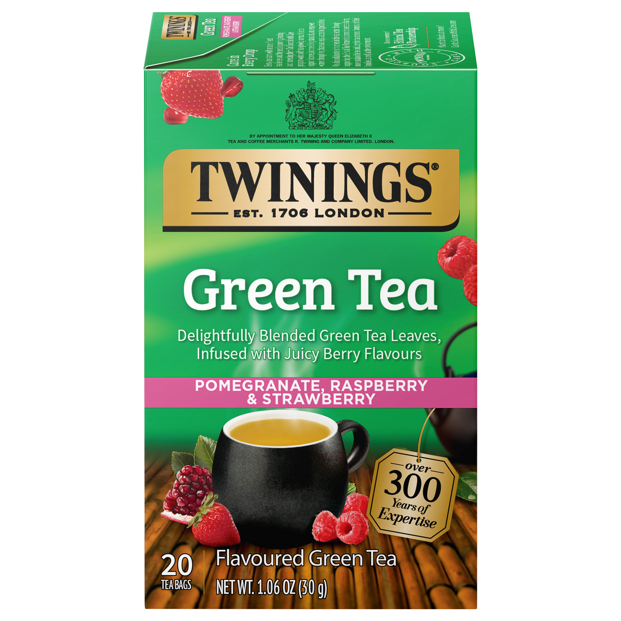 Twinings Green Tea, Pomegranate, Raspberry & Strawberry, Bags