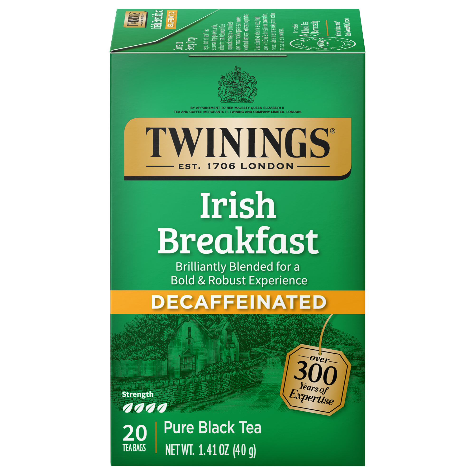 Twinings Black Tea, Pure, Irish Breakfast, Decaffeinated, Tea Bags