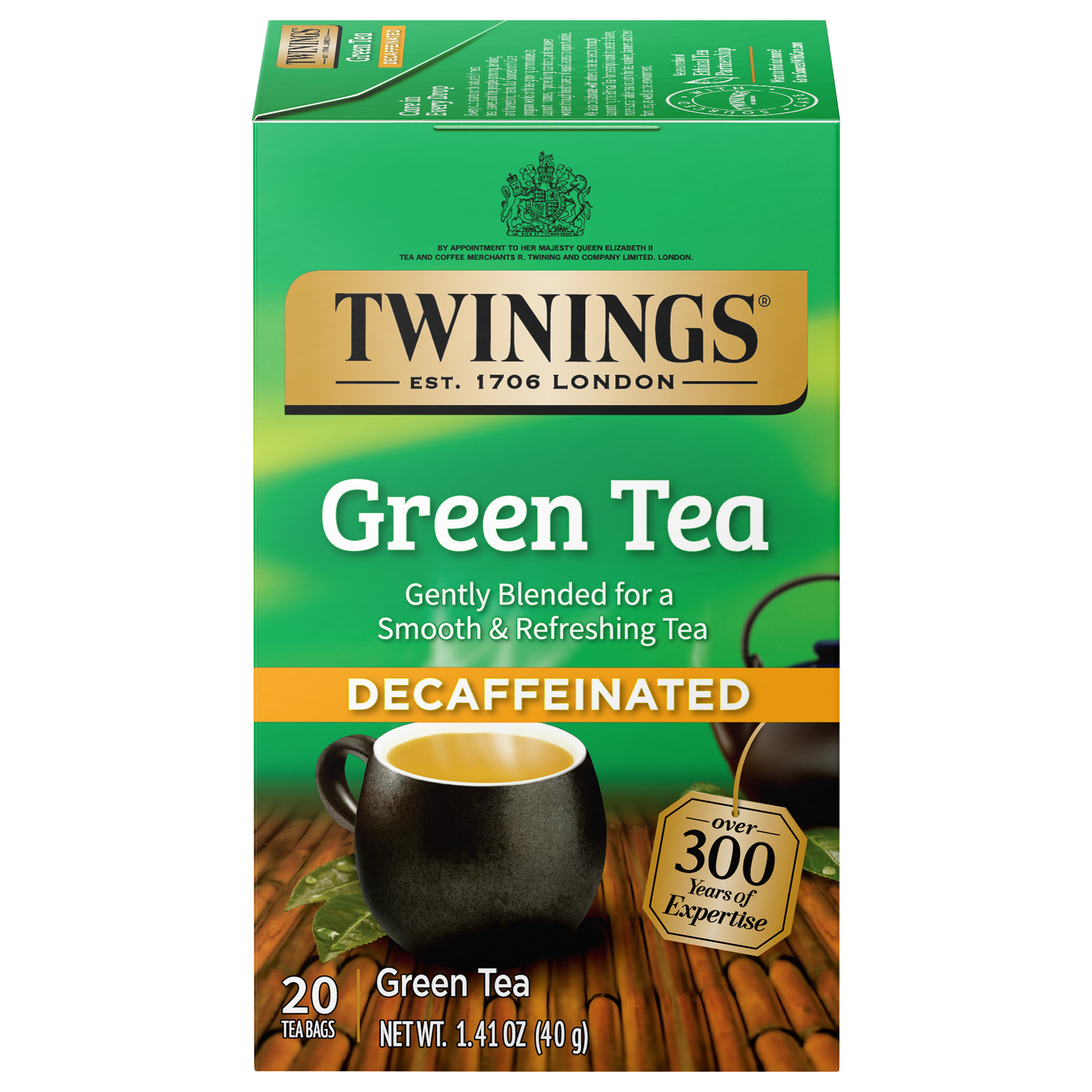 Twinings Green Tea, Naturally Decaffeinated, Bags