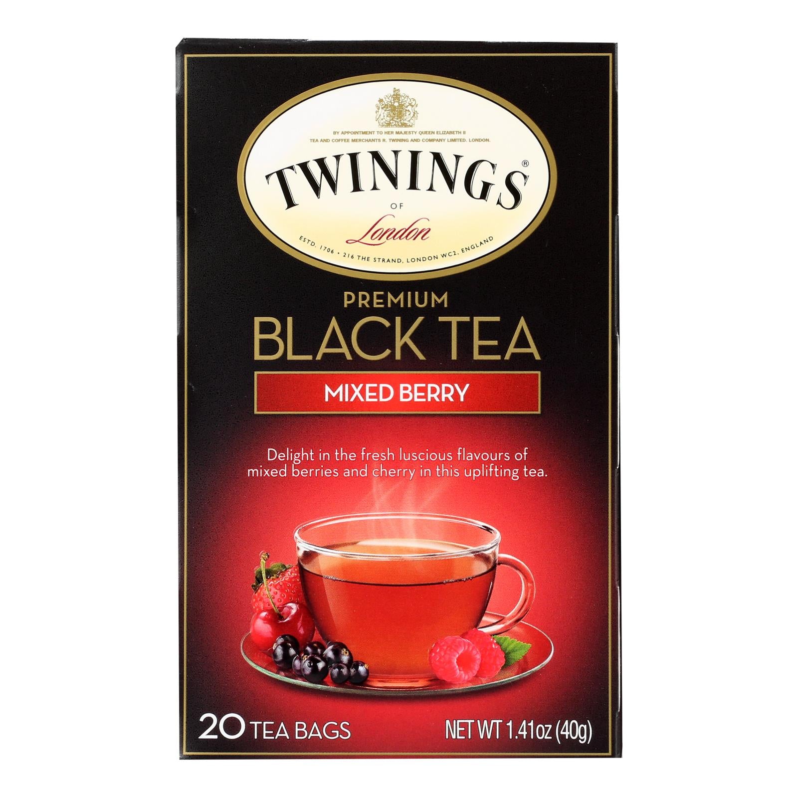 Twinings Of London Mixed Berry Premium Black 20 Ct Tea Bags 1.41 Oz. Box
