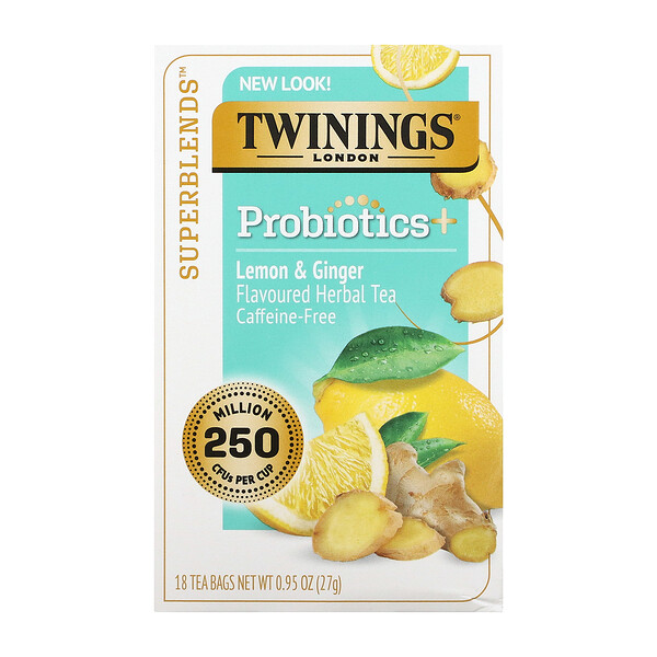 Twinings Probiotics Plus Herbal Tea, Lemon & Ginger 18 Tea Bags