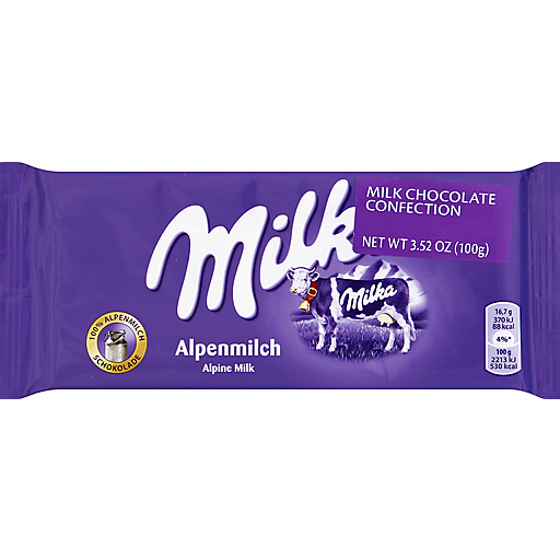 Milka Alpine Milk Chocolate Bar, 3.52 Oz