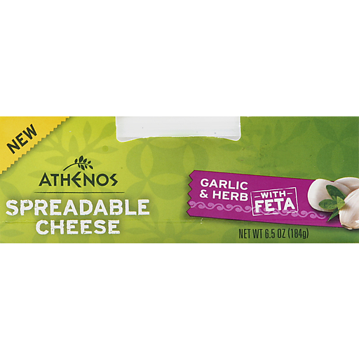 Athenos Garlic & Herb Spreadable Cheese With Feta 6. 5 Oz. Tub
