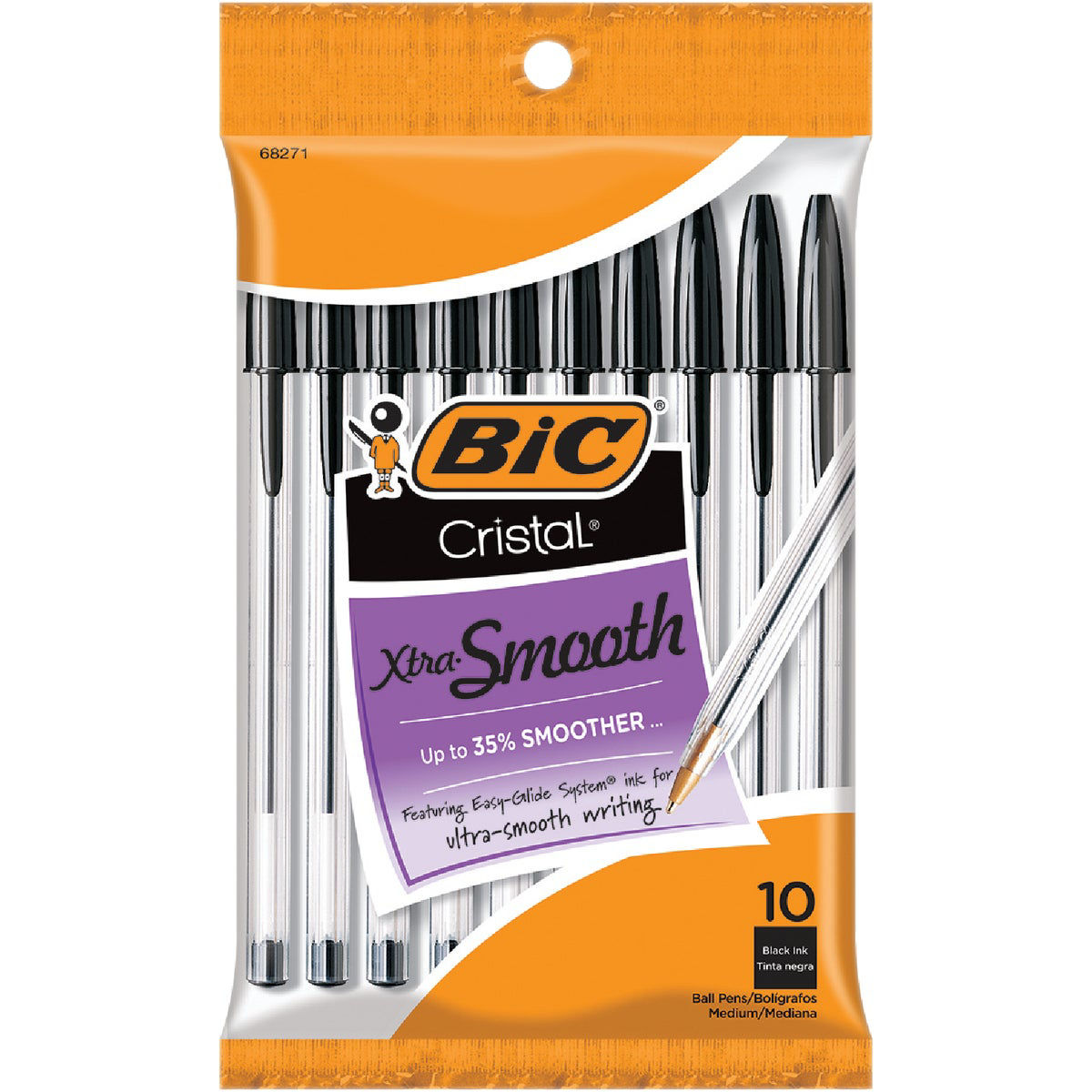 BiC Cristal Ball Pens, Black Ink, Xtra Smooth, Medium