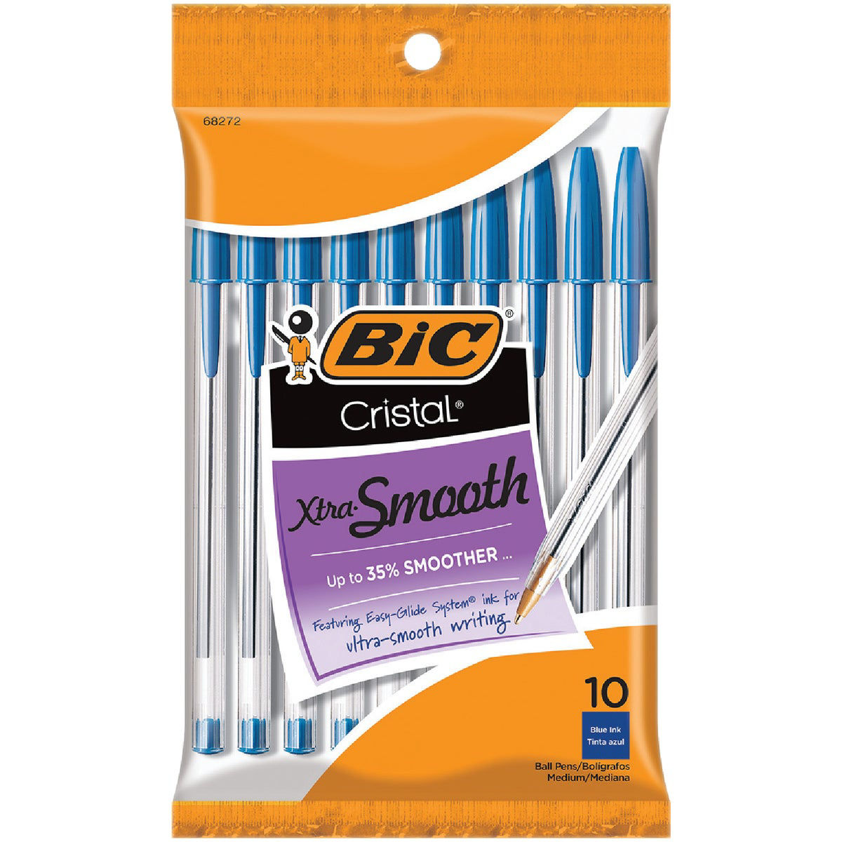 BiC Bi C Cristal Extra Smooth Blue Ink Medium Ball Pens