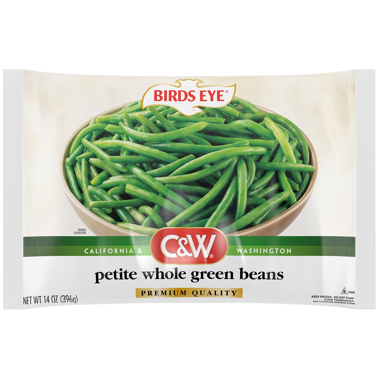 Birds Eye C&W Petite Whole Green Beans, Frozen Vegetable, 14 Oz