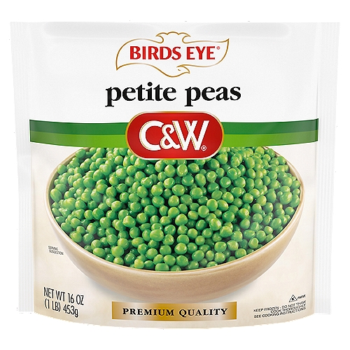 Birds Eye C&W Premium Quality Petite Peas, Frozen, 16 Oz
