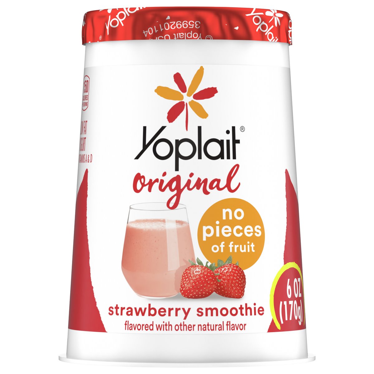 Yoplait Yogurt, Low Fat, Strawberry Smoothie, Original 6 Oz