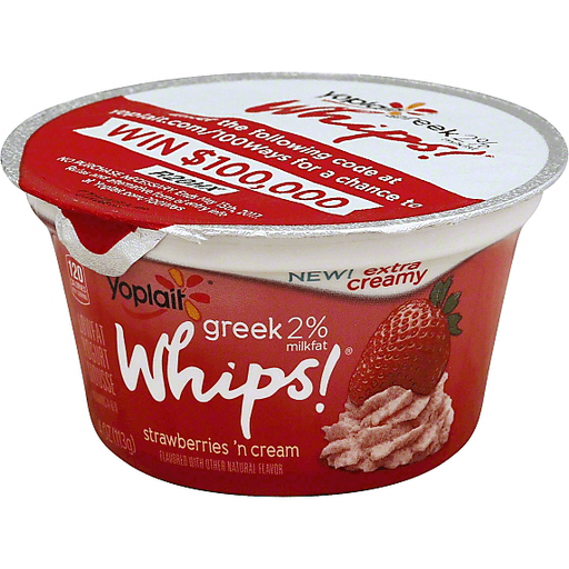 Yoplait Whips! Yogurt, Greek, Lowfat, Strawberries 'n Cream Flavored, Mousse