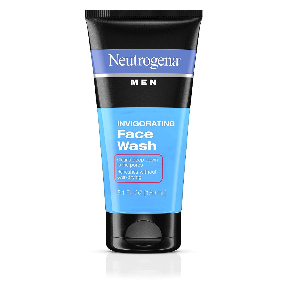 Neutrogena Men's Invigorating Daily Foaming Gel Face Wash, Deep Cleansing, Energizing & Refreshing Oil-Free Facial Cleanser For Men To Improve Skin’s Healthy Look, 5.1 Fl. Oz