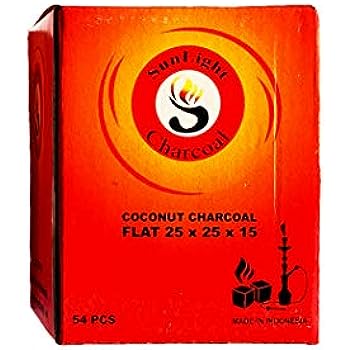 Sunlight Charcoal Marijuana Hookah Coal Coconut Coals Coconut Tablets For Shisha/Incense Natural, No Odor, No Bad Taste Coconut Coals 2.5 X 2.5 X 1.5 Centimeter 108/54/ 27 Pack (54)