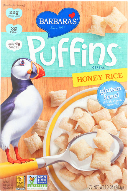 Barbara's Bakery Puffins Honey Rice Cereal 10 Oz. Box