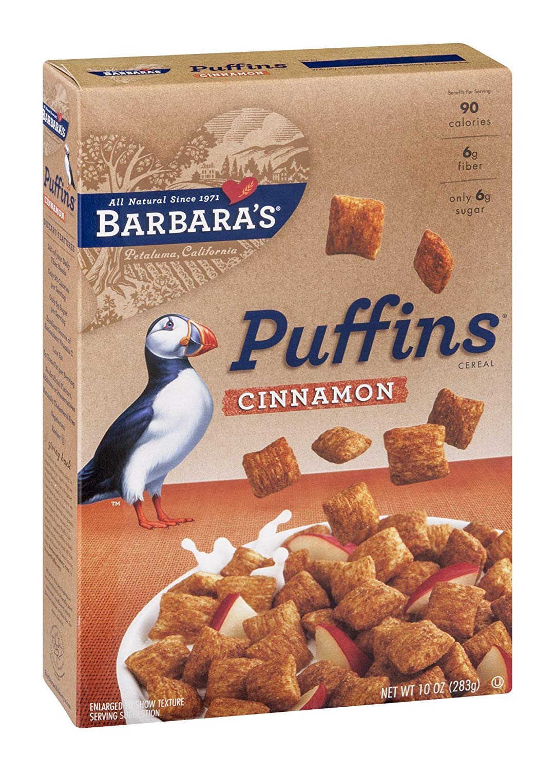 Barbara's Puffins Cinnamon Cereal, Non-GMO, Vegan, 10 Oz Box