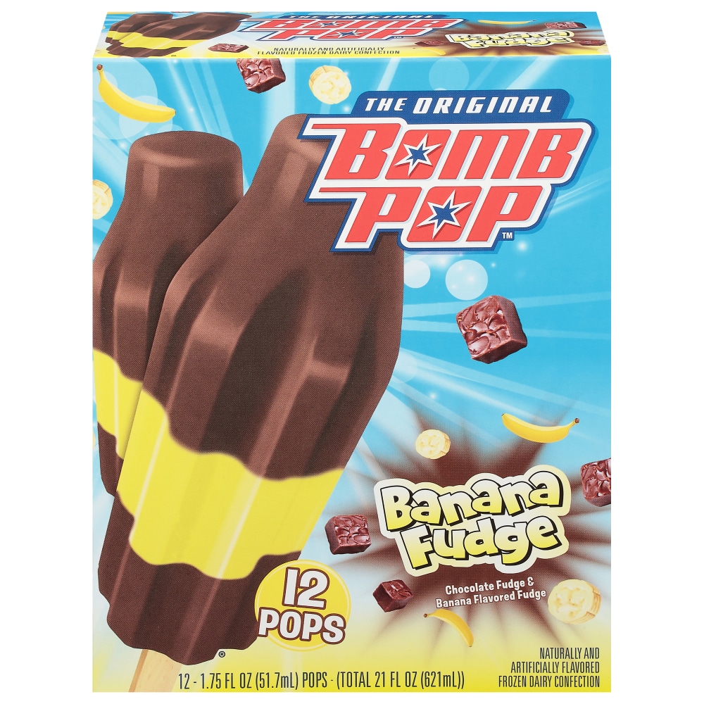 Bomb Pop Banana Fudge Frozen Dairy Confection 12 - 1.75 Fl Oz Pops