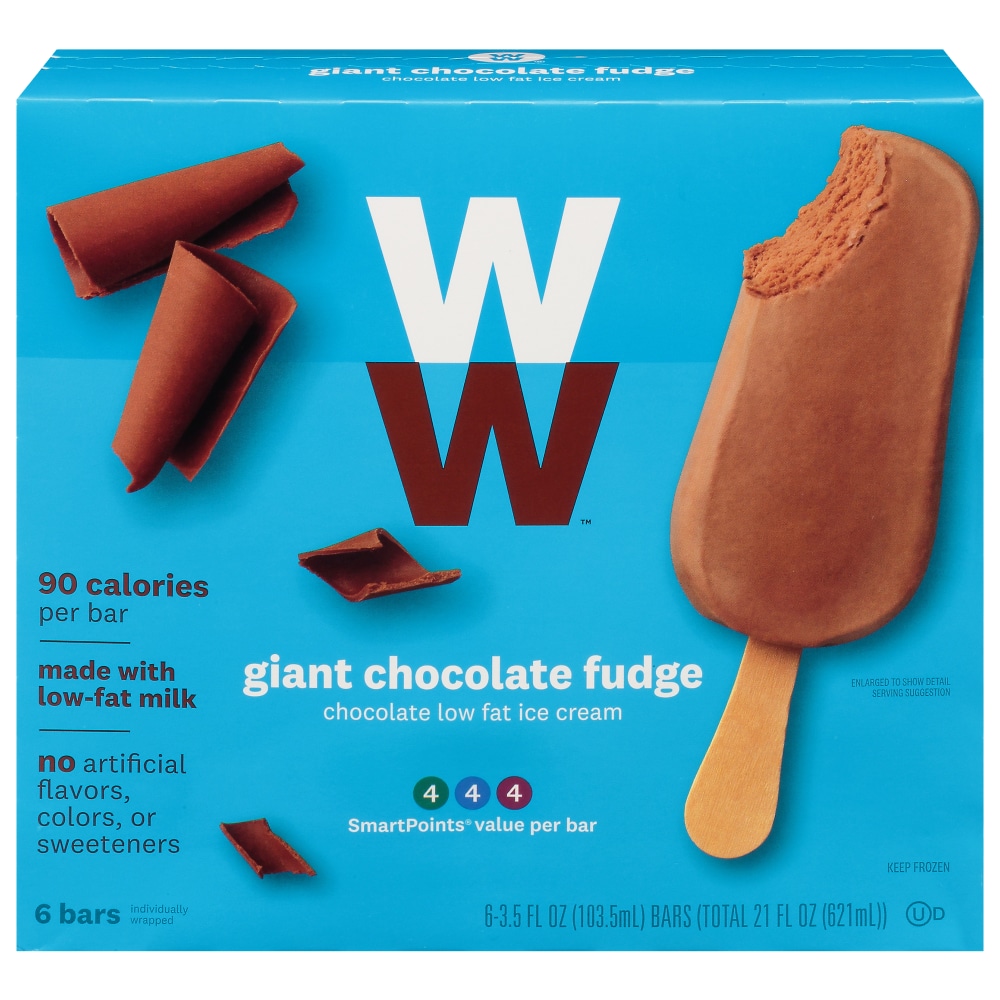 WW Weight Watchers Ice Cream Bars, Chocolate Fudge, Giant
