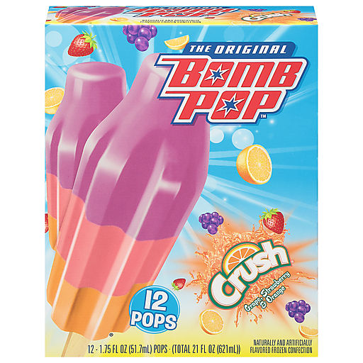 Bomb Pop Pops, Grape, Strawberry & Orange, Crush