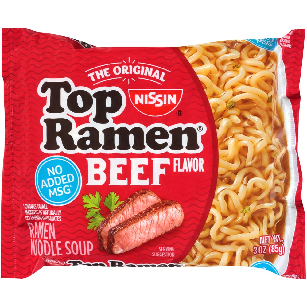 Nissin Top Ramen Beef Flavor Noodle Soup 3 Oz