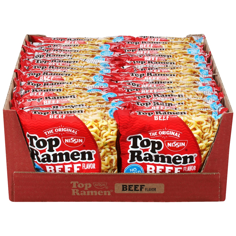 Nissin Top Ramen Beef Flavor Noodle Soup 24 - 3 Oz Packs