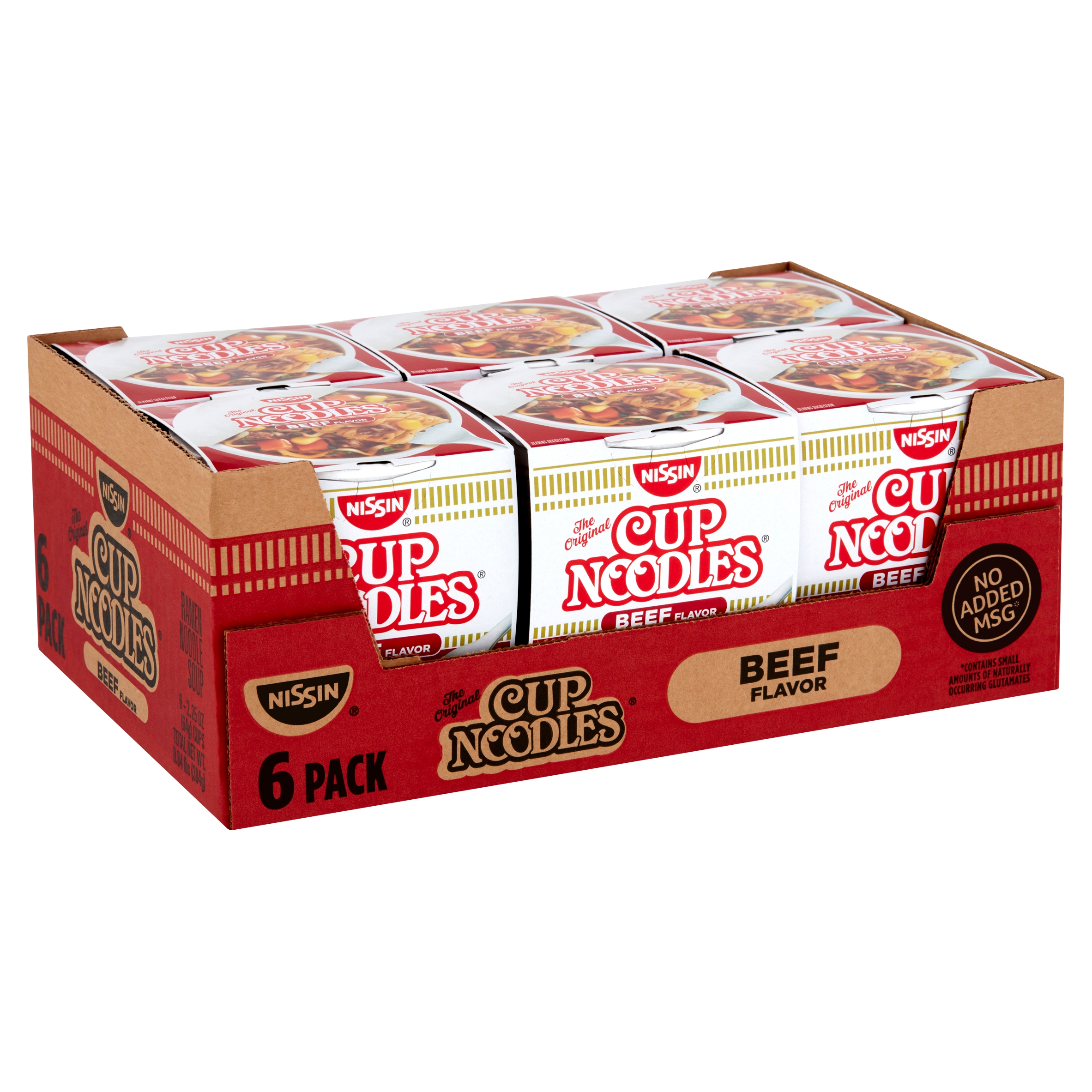 Nissin Cup Noodles 6 Pack Beef Flavor Ramen Noodle Soup 6 2.25 Oz Cups