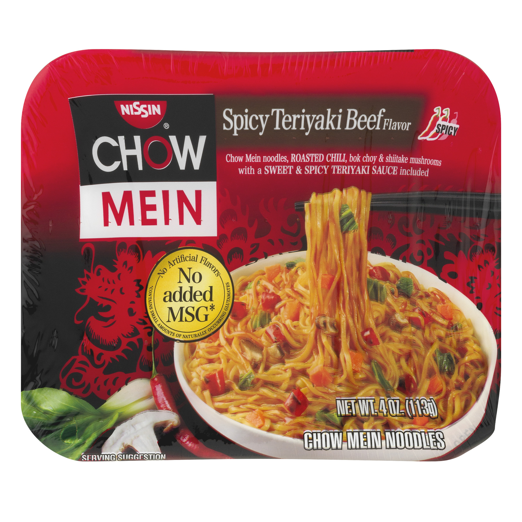 Nissin Chow Mein Noodles, Spicy Teriyaki Beef Flavor 4 Oz
