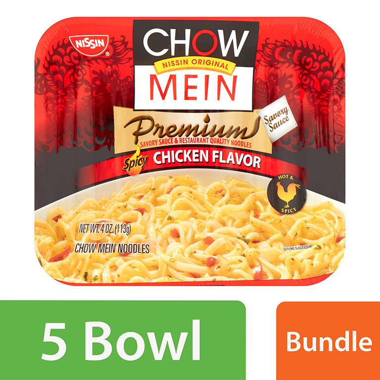 Nissin Chow Mein Premium Spicy Chicken Flavor Noodles