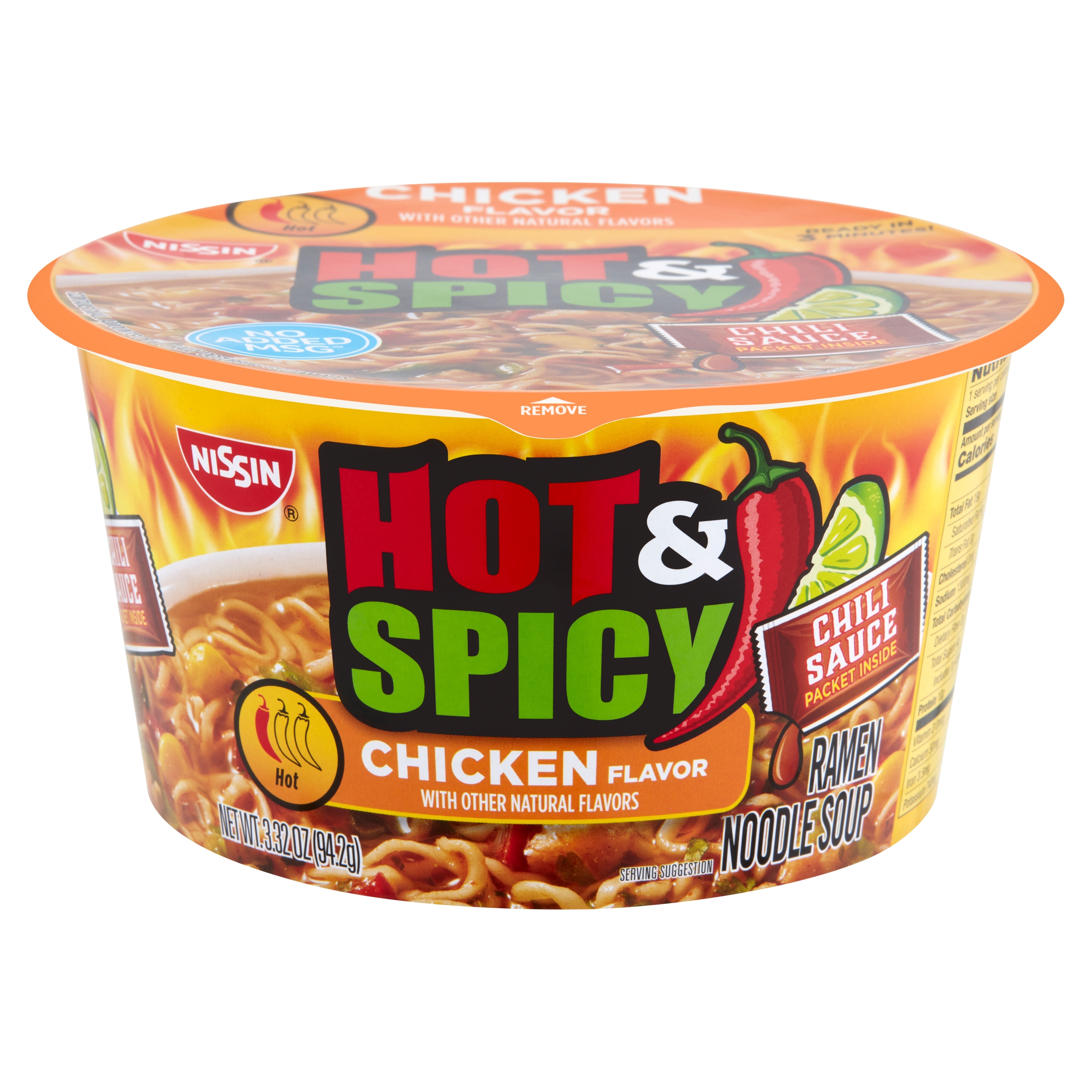 Nissin Bowl Noodles Hot And Spicy Chicken Flavor Ramen Noodle Soup