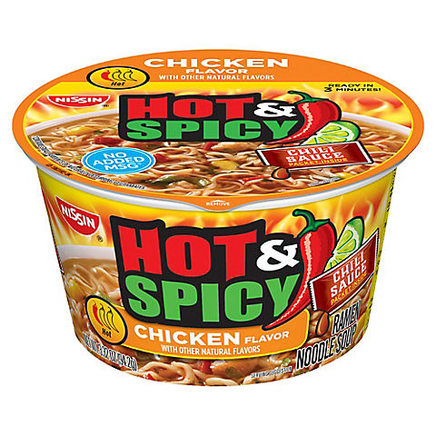 Nissin Hot & Spicy Chicken Ramen Noodle Bowls, 18 Ct./3 Oz