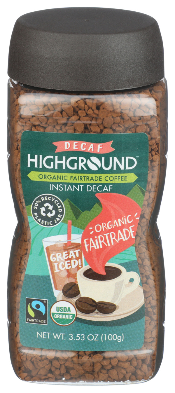 Highground Instant Coffee, Organic, Medium Roast, Decaf 3.53 Oz